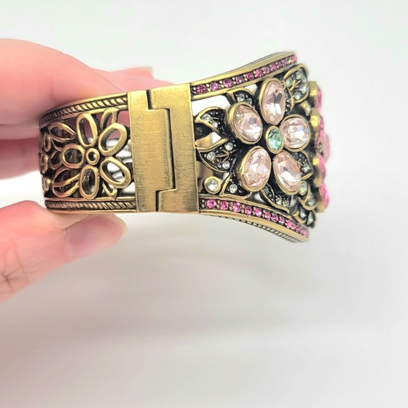 Heidi Daus Pink Hinged Flower Statement Cuff with Swarovski Crystals - Picture 11 of 14